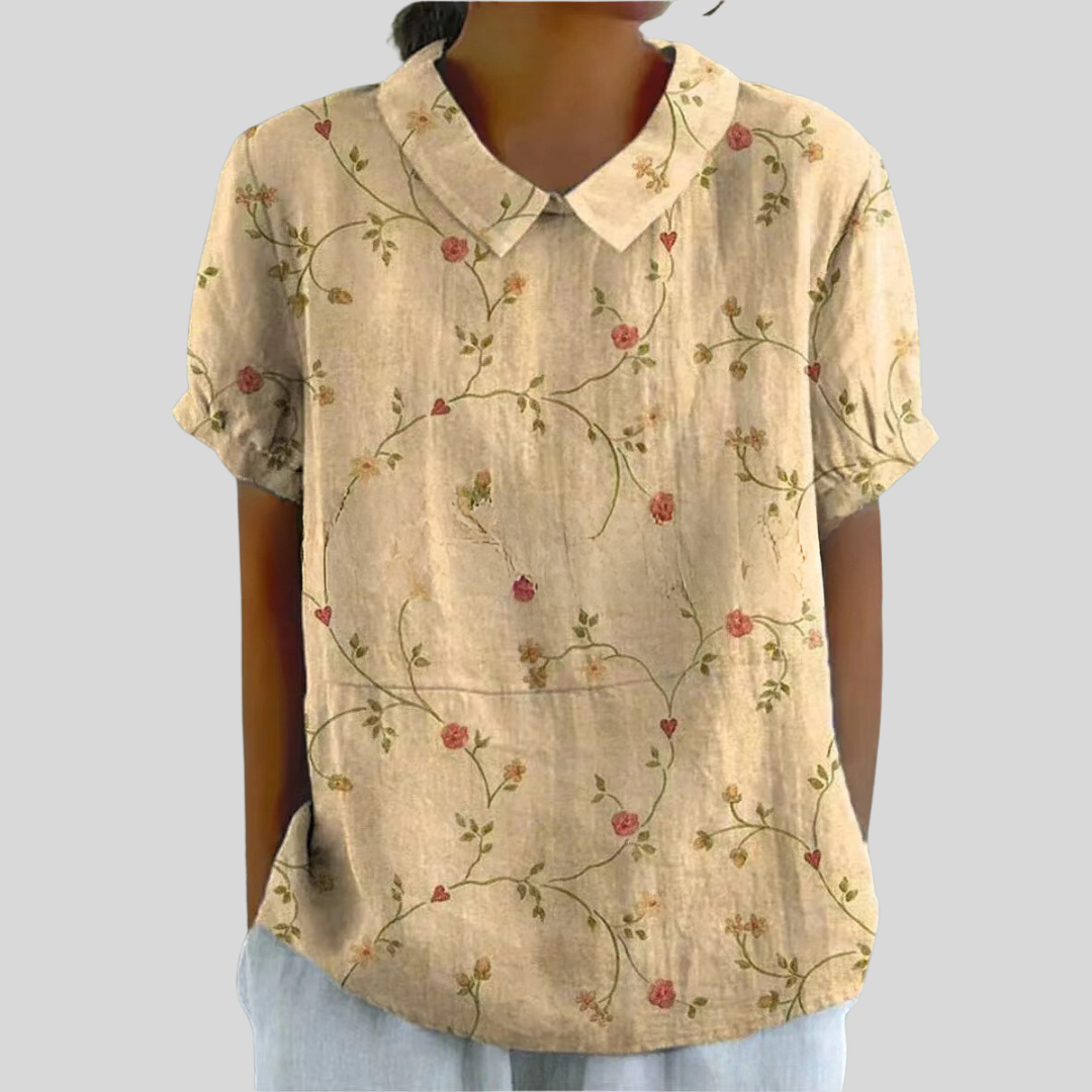 Top Casual con Cuello y Estampado Floral para Mujer