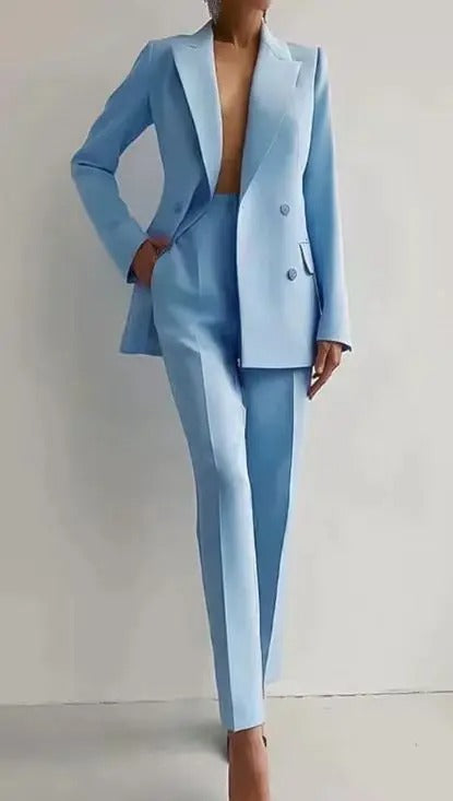 Conjunto de Traje Sastre de Dos Piezas con Blazer y Pantalón para Mujer