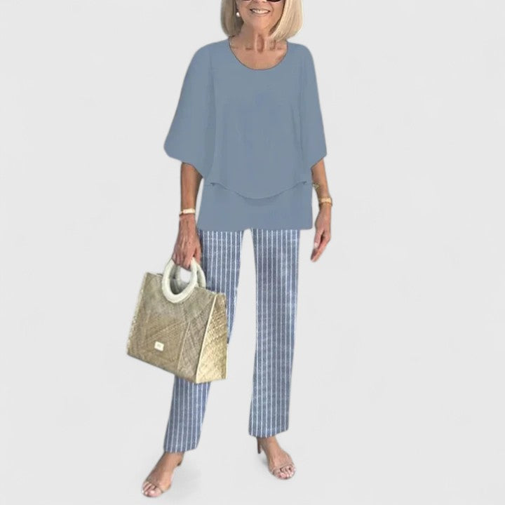 Conjunto de Dos Piezas de Top y Pantalón Estampado para Mujer