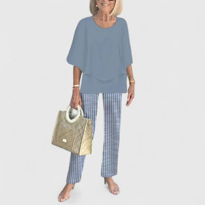 Conjunto de Dos Piezas de Top y Pantalón Estampado para Mujer