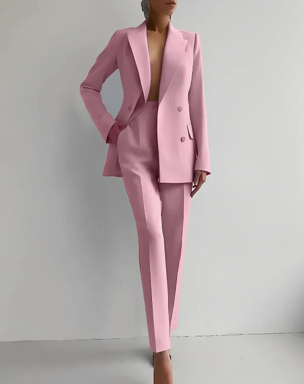Conjunto de Traje Sastre de Dos Piezas con Blazer y Pantalón para Mujer