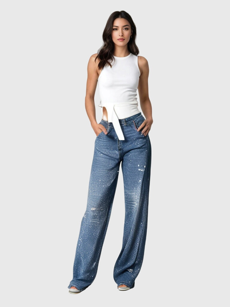 Jeans de Mezclilla con Pedrería para Mujer