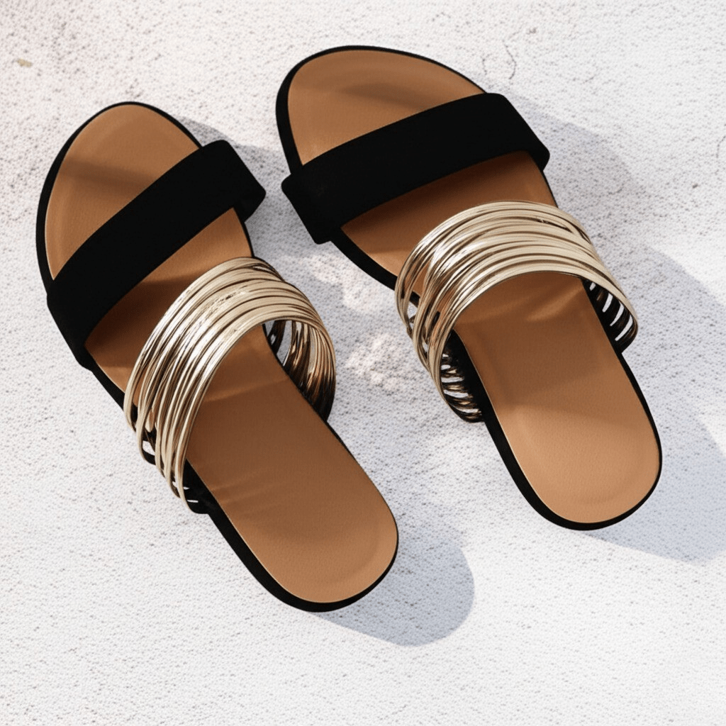 Sandalias Planas Estilo Mule con Doble Tira y Puntera Abierta para Mujer
