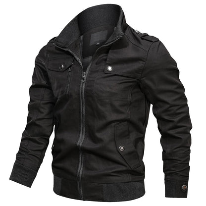 Chaqueta Bomber con Cierre y Múltiples Bolsillos para Hombre