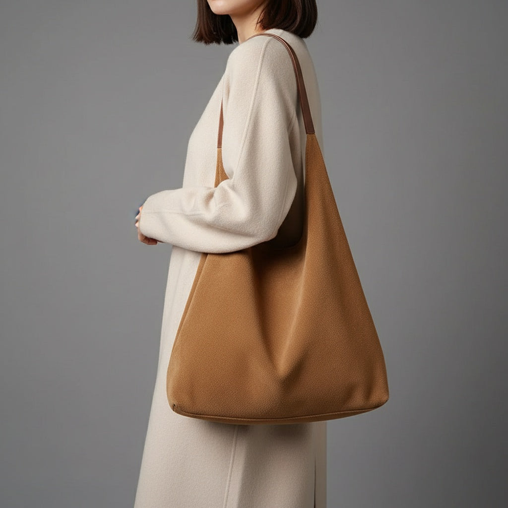 Bolso de Hombro Tipo Hobo de Gamuza para Mujer
