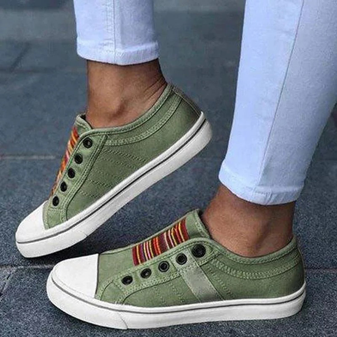 Zapatillas casuales de lona sin cordones para mujer