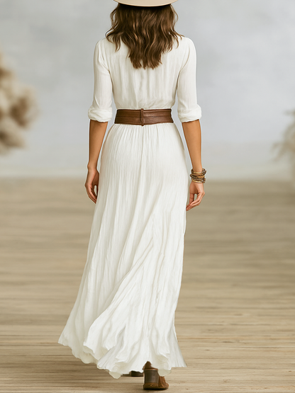 Vestido Maxi Liso Refinado para Mujer