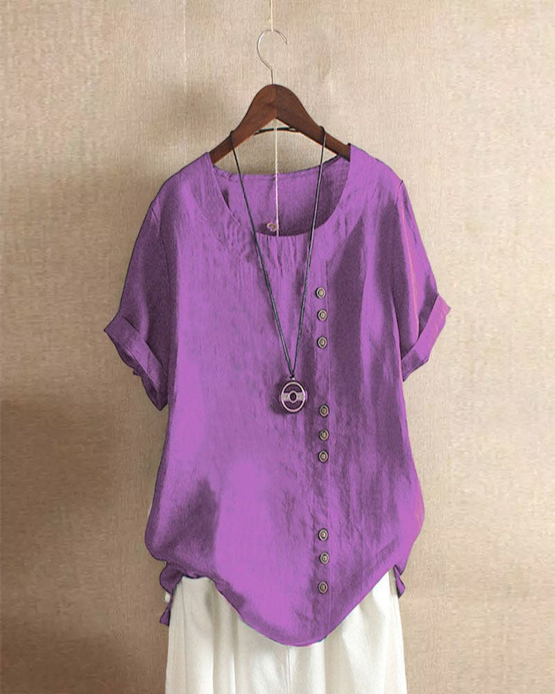 Blusa casual de verano con botones para mujer