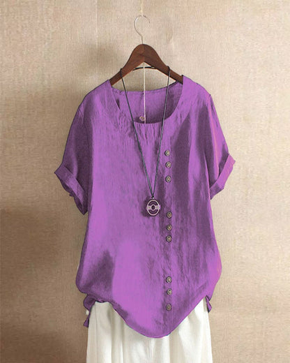 Blusa casual de verano con botones para mujer