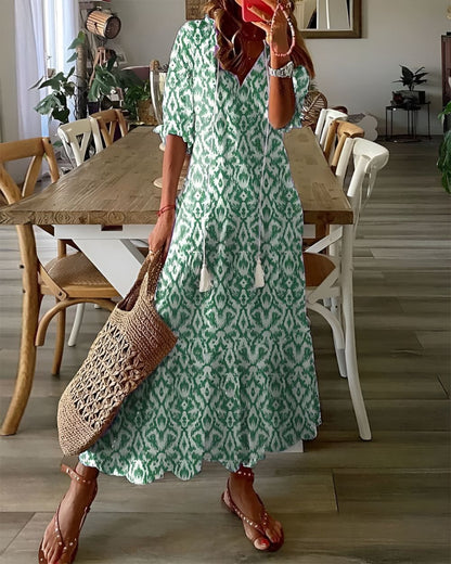 Vestido Cruzado con Estampado Bohemio para Mujer