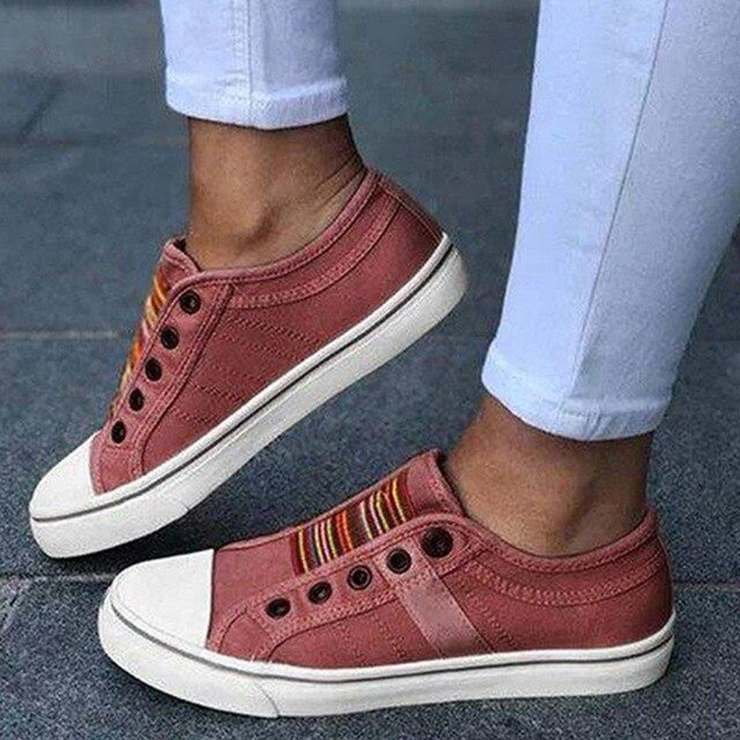 Zapatillas casuales de lona sin cordones para mujer