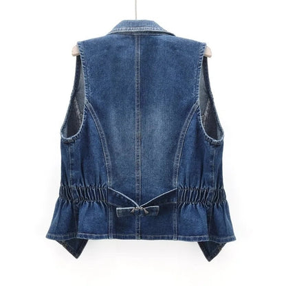 Chaleco de mezclilla casual sin mangas para mujer