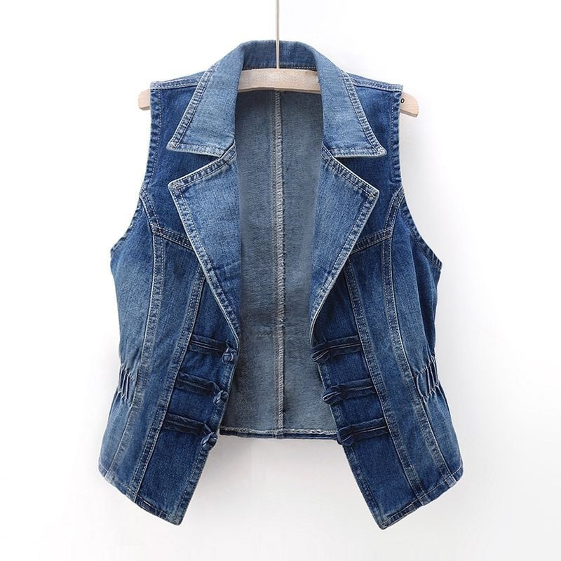 Chaleco de mezclilla casual sin mangas para mujer