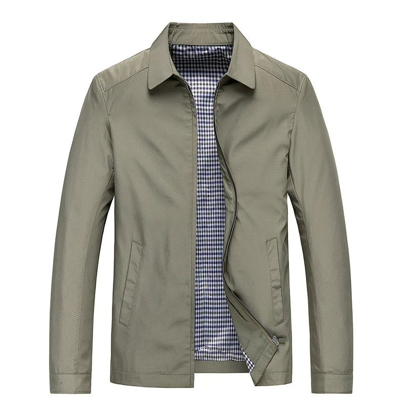 Chaqueta casual minimalista con cierre frontal para hombre