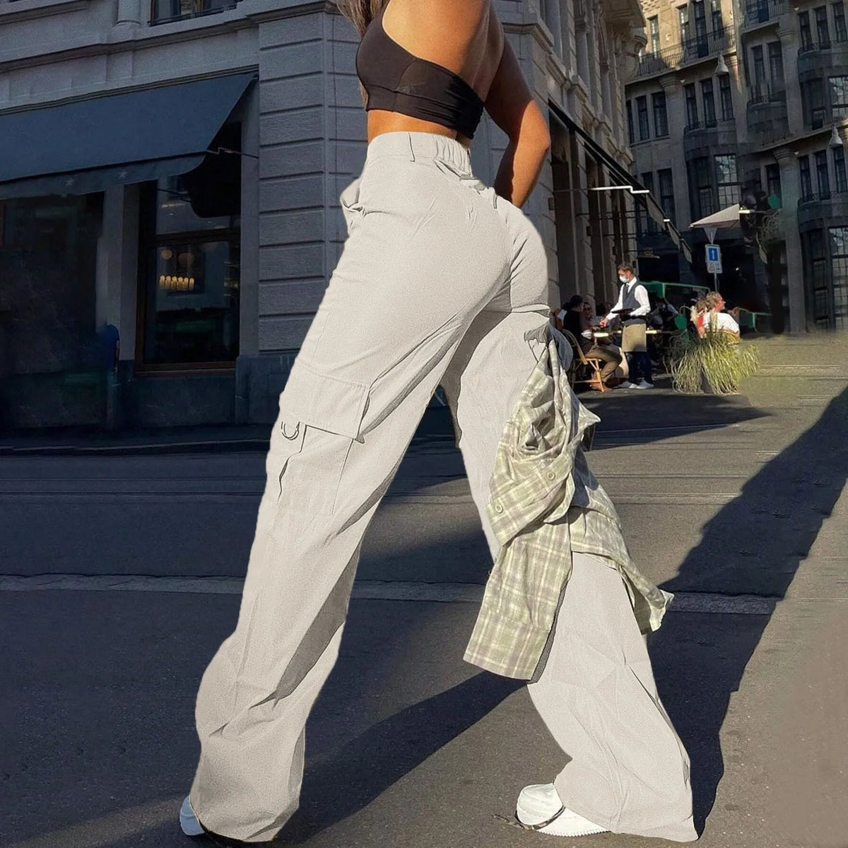 Pantalones Cargo Urbanos de Tiro Alto para Mujer