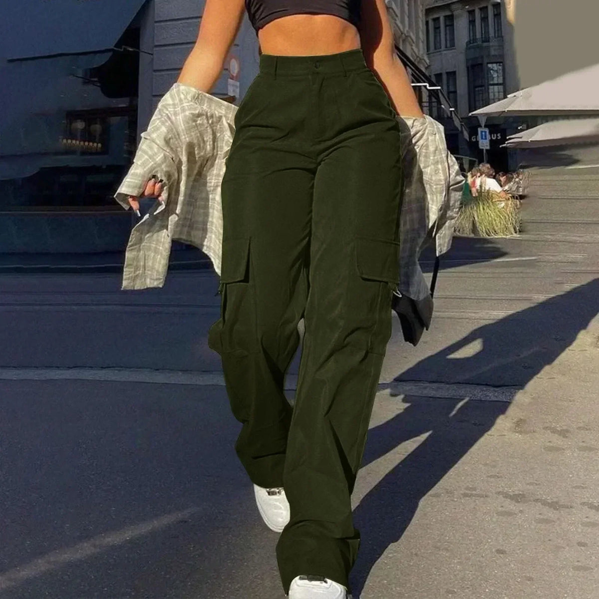 Pantalones Cargo Urbanos de Tiro Alto para Mujer