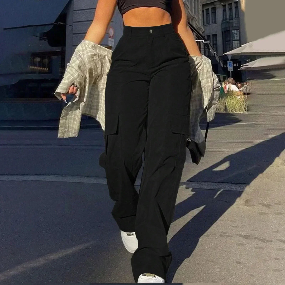 Pantalones Cargo Urbanos de Tiro Alto para Mujer