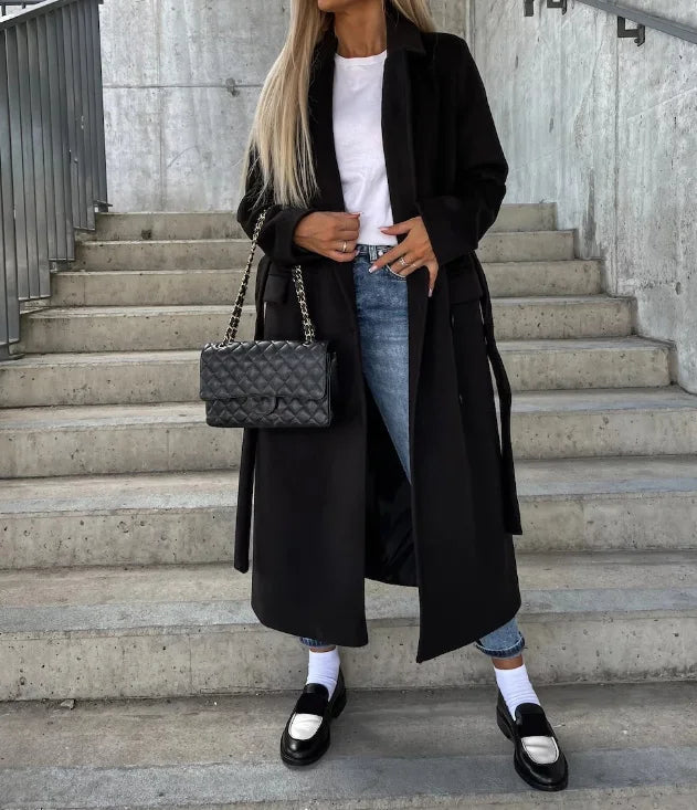 Trench largo clásico para mujer
