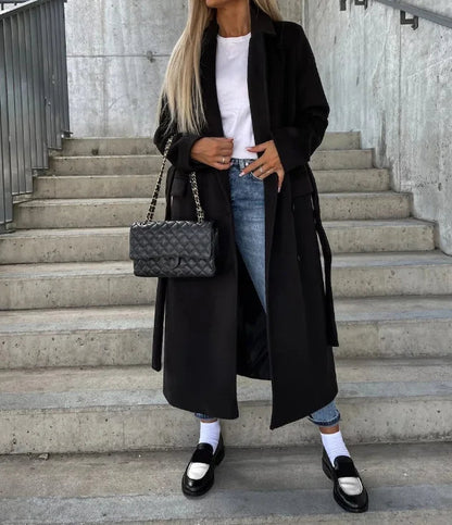 Trench largo clásico para mujer