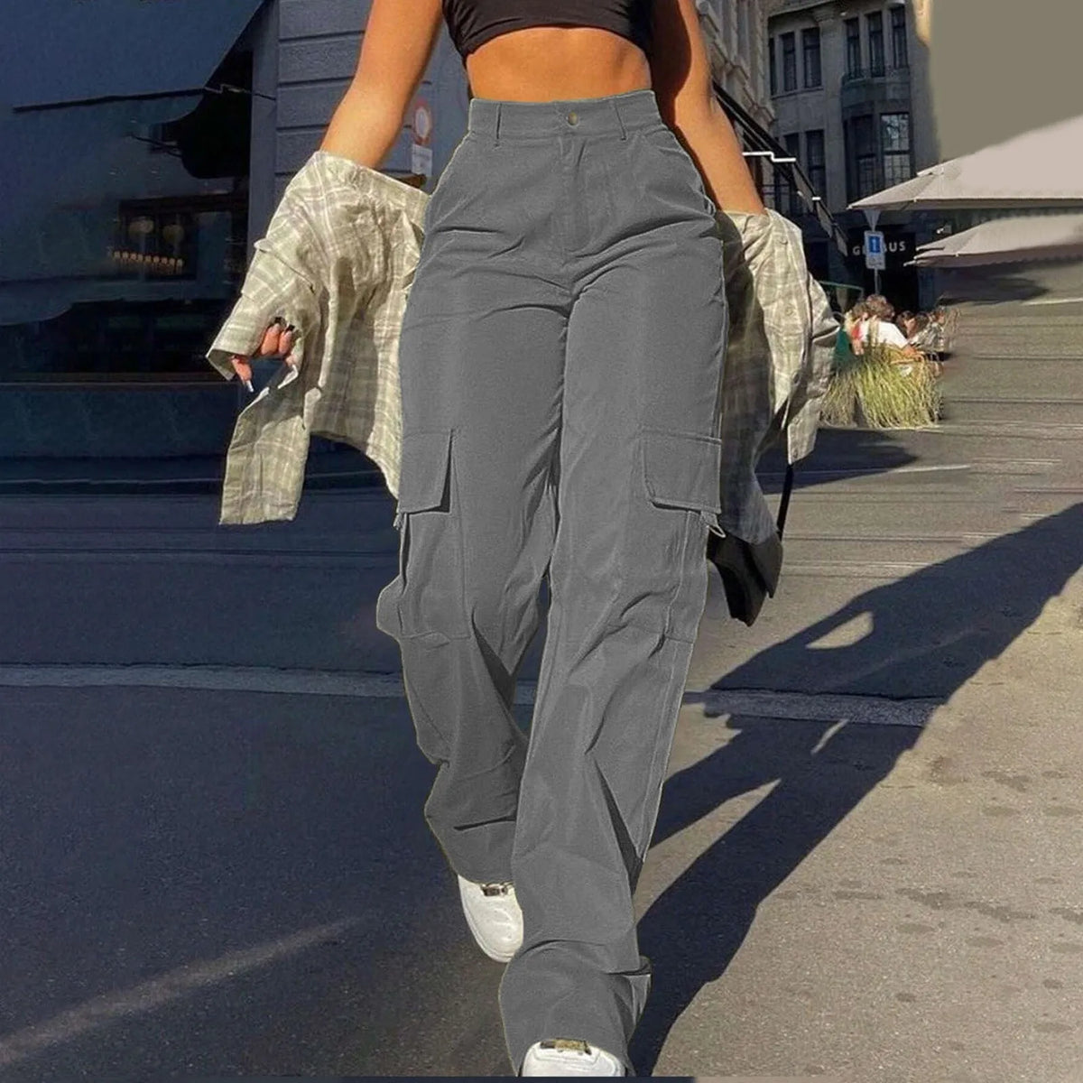 Pantalones Cargo Urbanos de Tiro Alto para Mujer