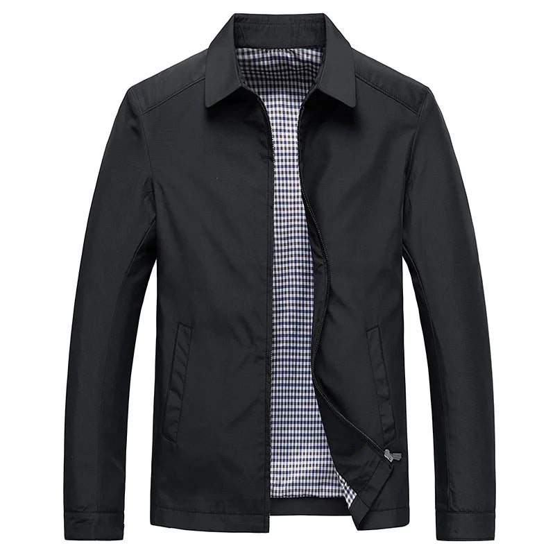 Chaqueta casual minimalista con cierre frontal para hombre