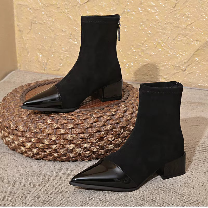Botines de Invierno con Tacón Grueso para Mujer