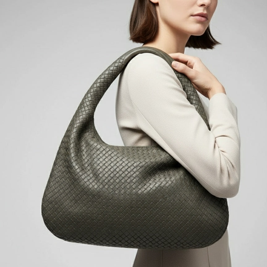 Cartera de Cuero Trenzado para Mujer