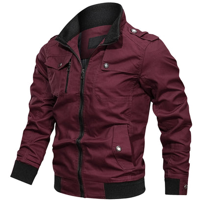 Chaqueta Bomber con Cierre y Múltiples Bolsillos para Hombre