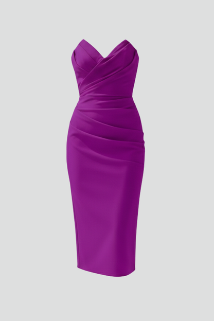 Vestido Midi Strapless con Volantes en Capas para Mujer