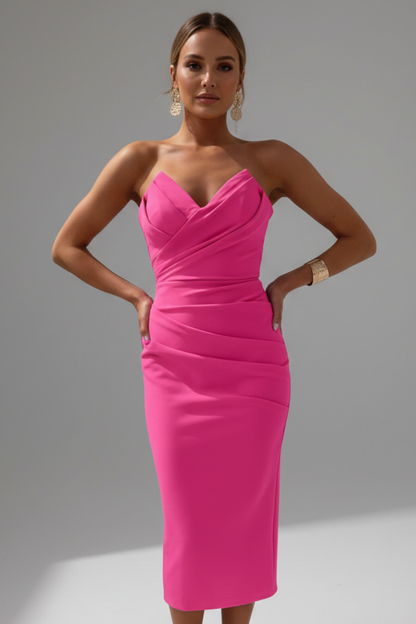 Vestido Midi Strapless con Volantes en Capas para Mujer