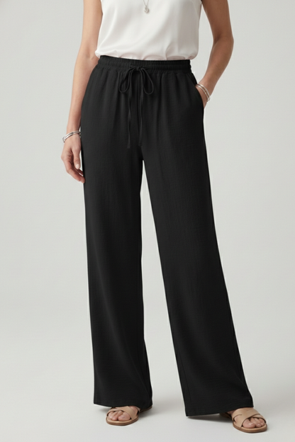 Pantalones Palazzo de Cintura Elástica con Bolsillos Laterales para Mujer