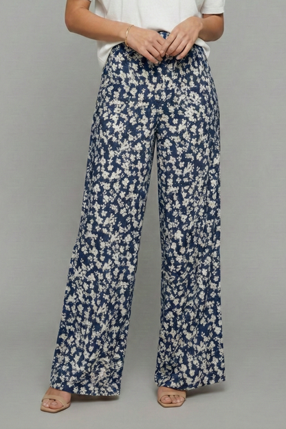Pantalón Palazzo de Pierna Ancha con Estampado Floral para Mujer