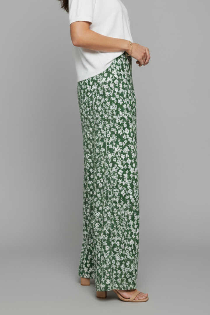 Pantalón Palazzo de Pierna Ancha con Estampado Floral para Mujer
