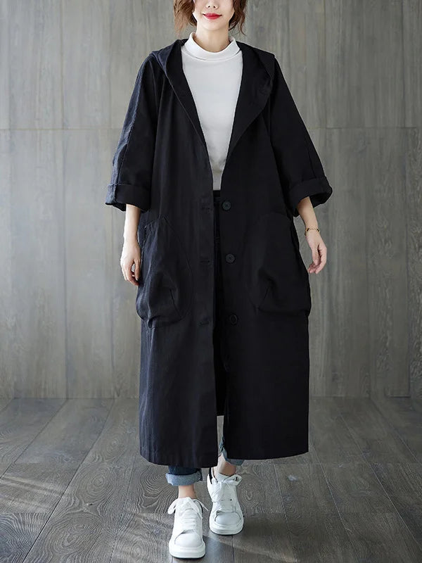 Abrigo Oversize con Capucha y Bolsillos