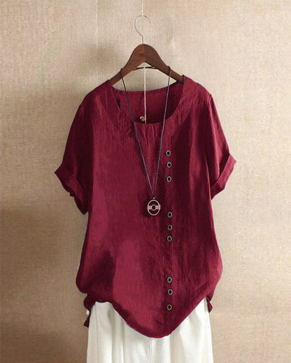 Blusa casual de verano con botones para mujer
