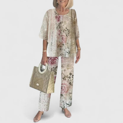 Conjunto de Dos Piezas de Top y Pantalón Estampado para Mujer