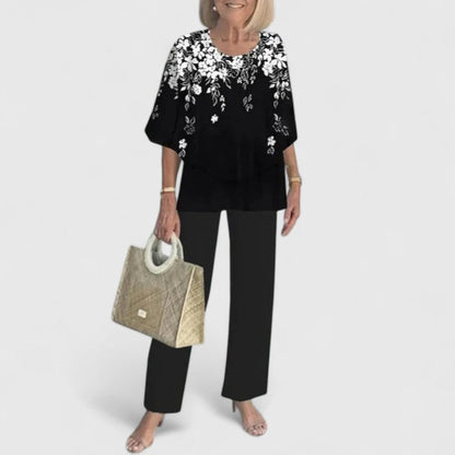 Conjunto de Dos Piezas de Top y Pantalón Estampado para Mujer