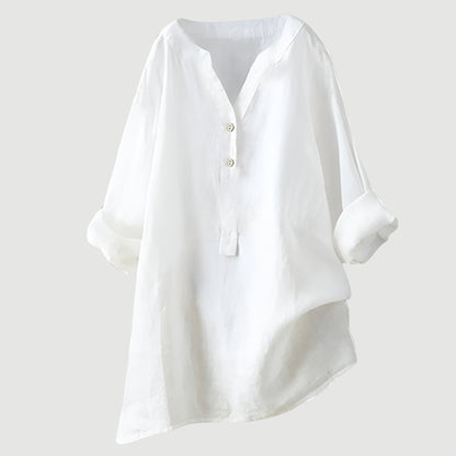 Camisa casual holgada con botones frontales para mujer