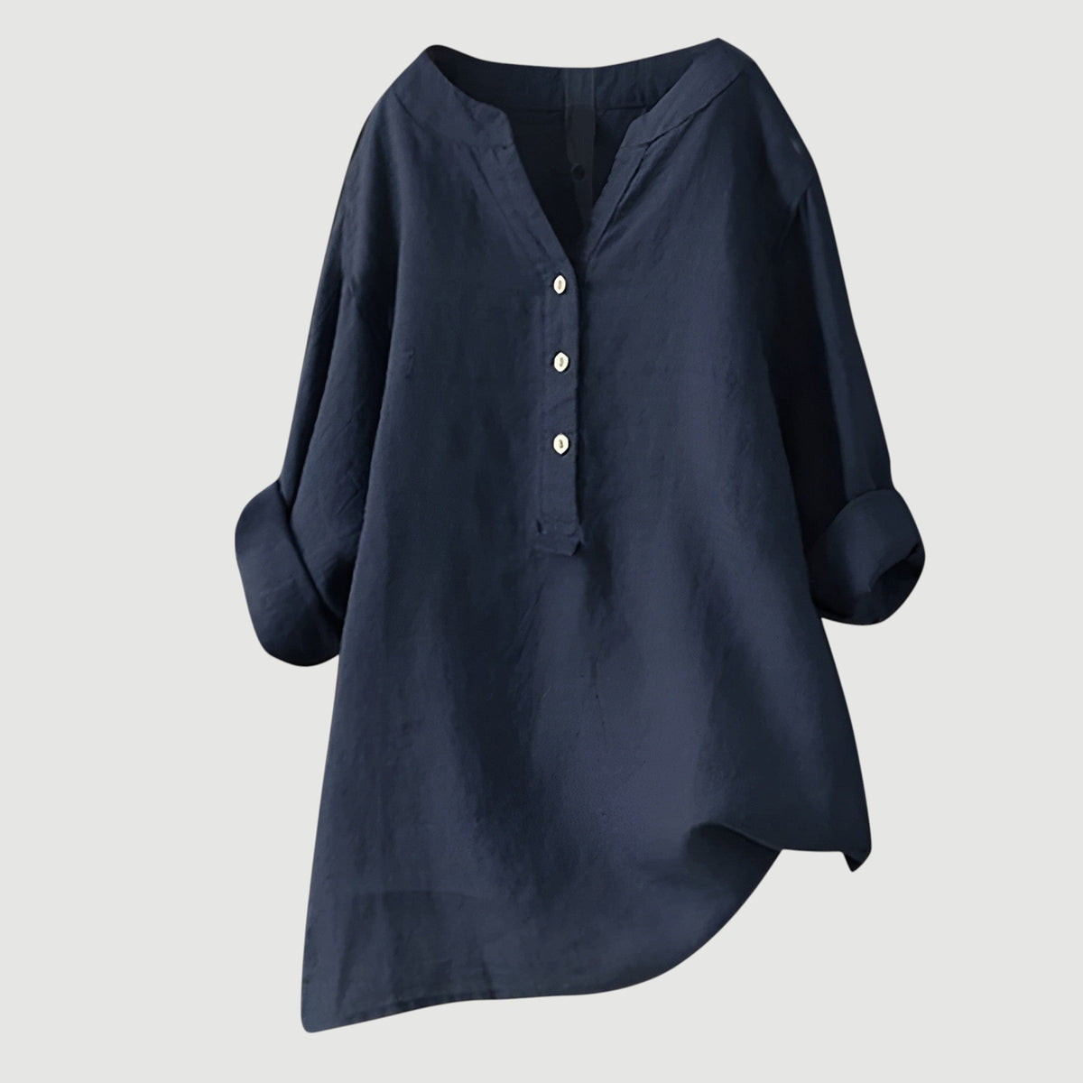 Camisa casual holgada con botones frontales para mujer