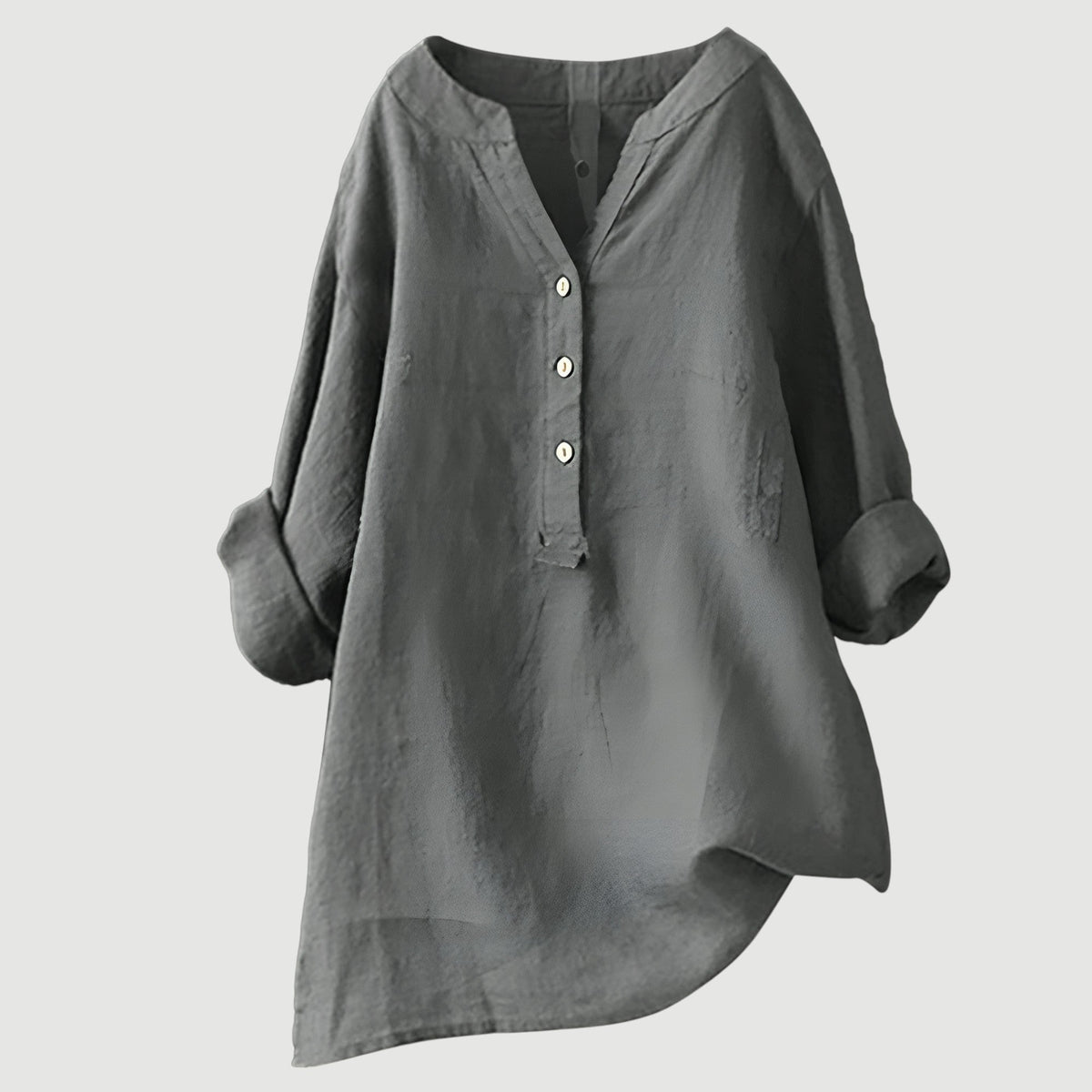 Camisa casual holgada con botones frontales para mujer