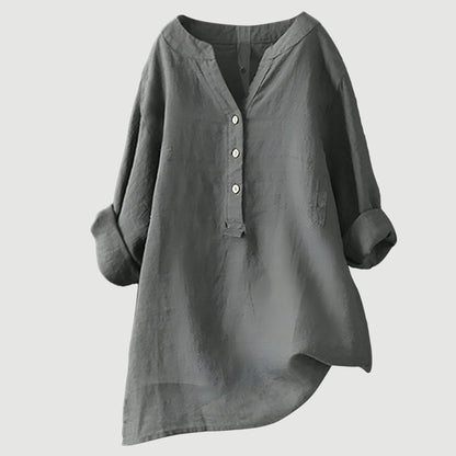 Camisa casual holgada con botones frontales para mujer