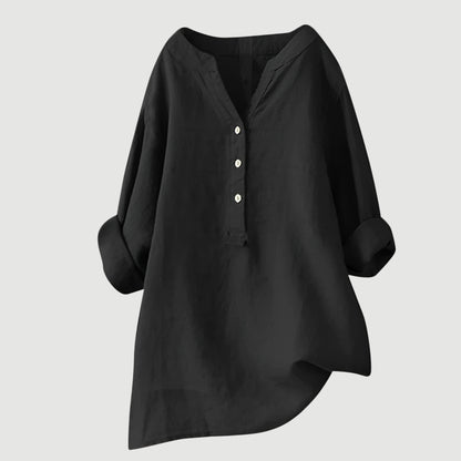 Camisa casual holgada con botones frontales para mujer