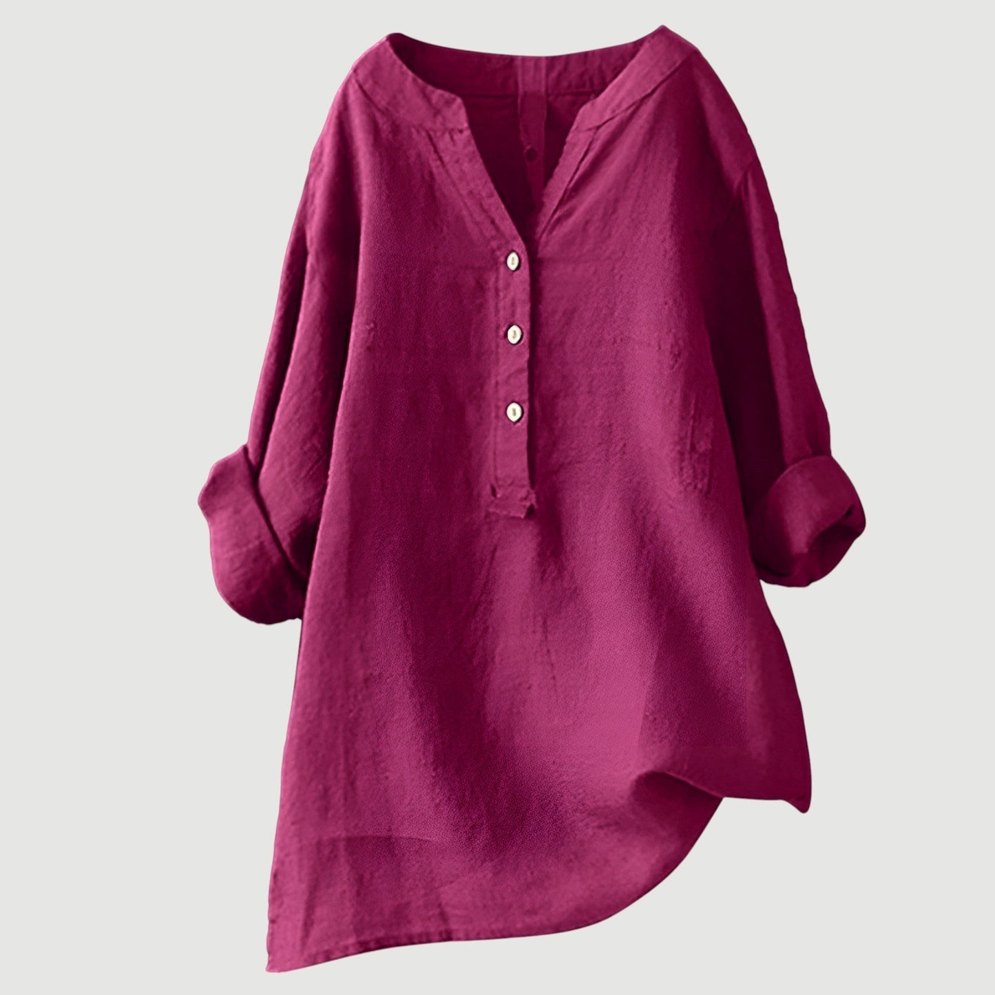Camisa casual holgada con botones frontales para mujer