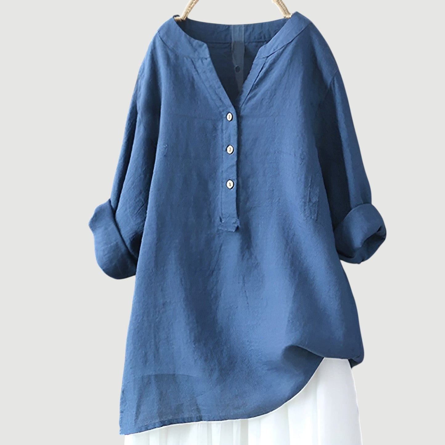 Camisa casual holgada con botones frontales para mujer