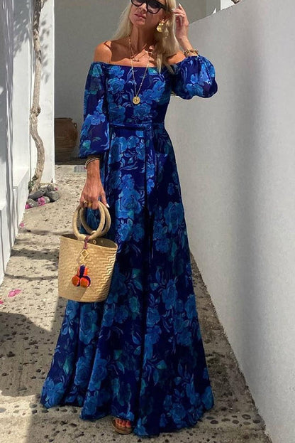 Vestido largo floral con hombros descubiertos para madre de la novia para mujer