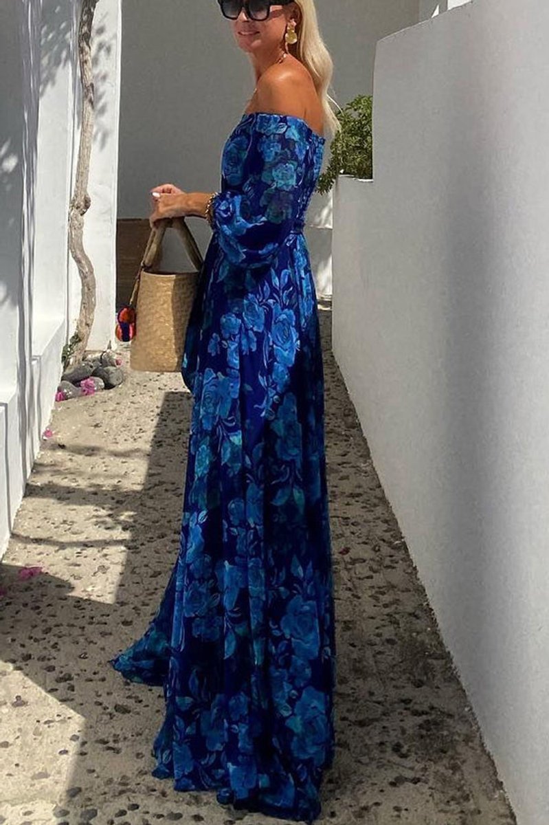 Vestido largo floral con hombros descubiertos para madre de la novia para mujer