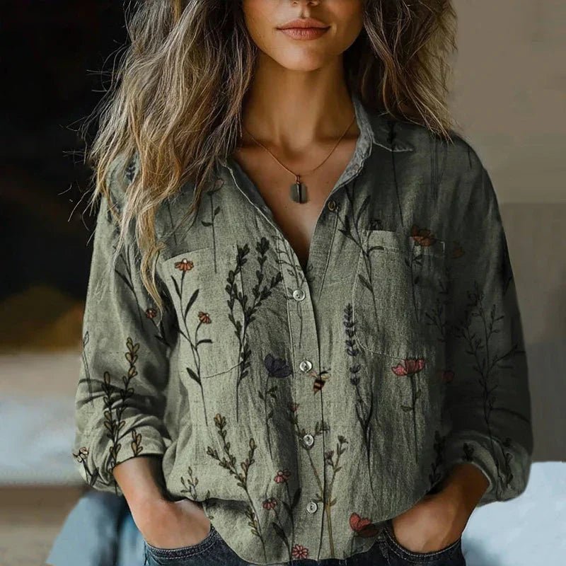 Blusa Boho Vintage con Estampado Paisley y Botones para Mujer