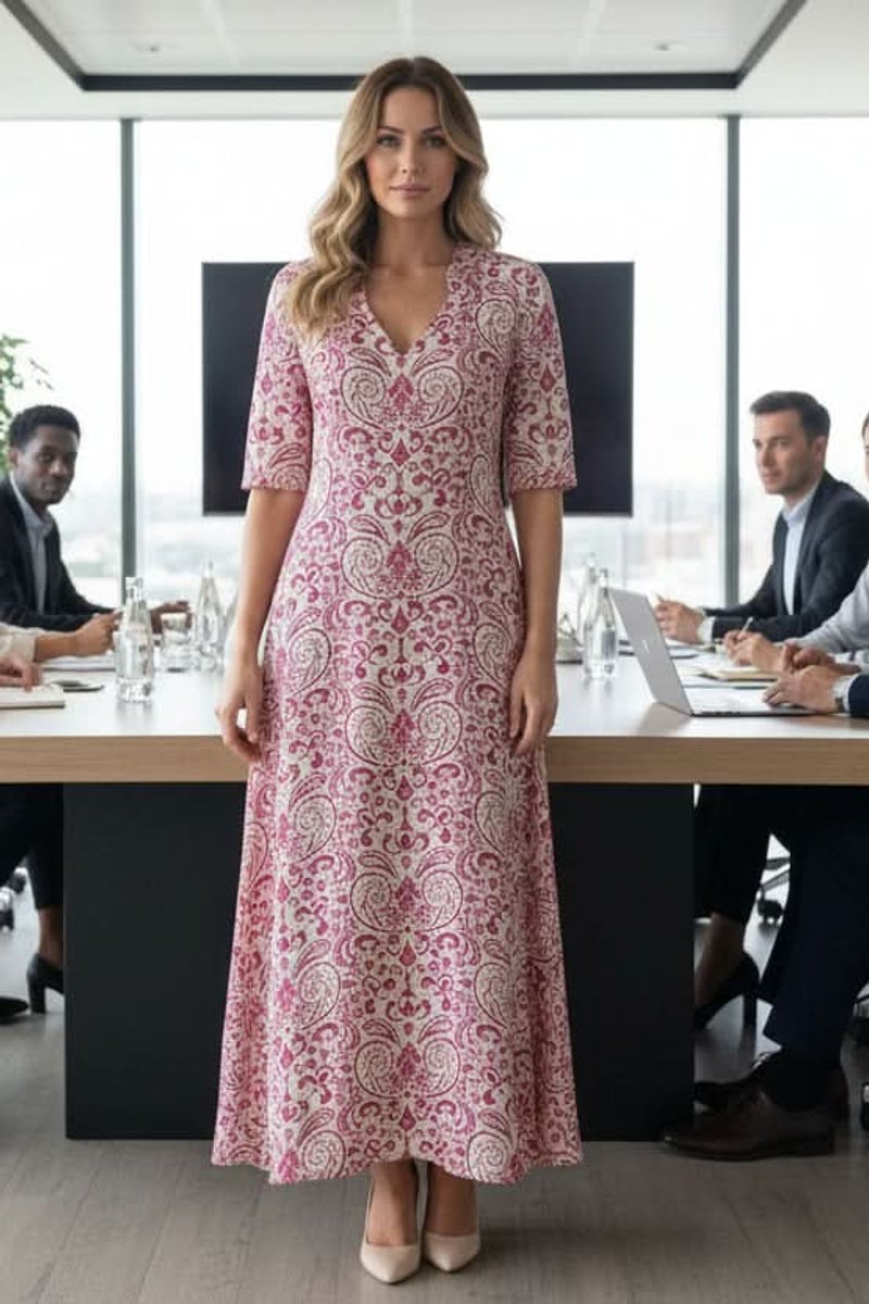 Vestido Largo Bohemio de Noche con Estampado Floral y Cuello en V para Mujer con Cintura Ajustable