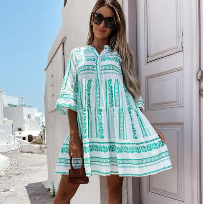 Vestido túnica bohemio holgado en capas de verano para mujer