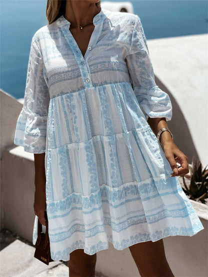 Vestido túnica bohemio holgado en capas de verano para mujer